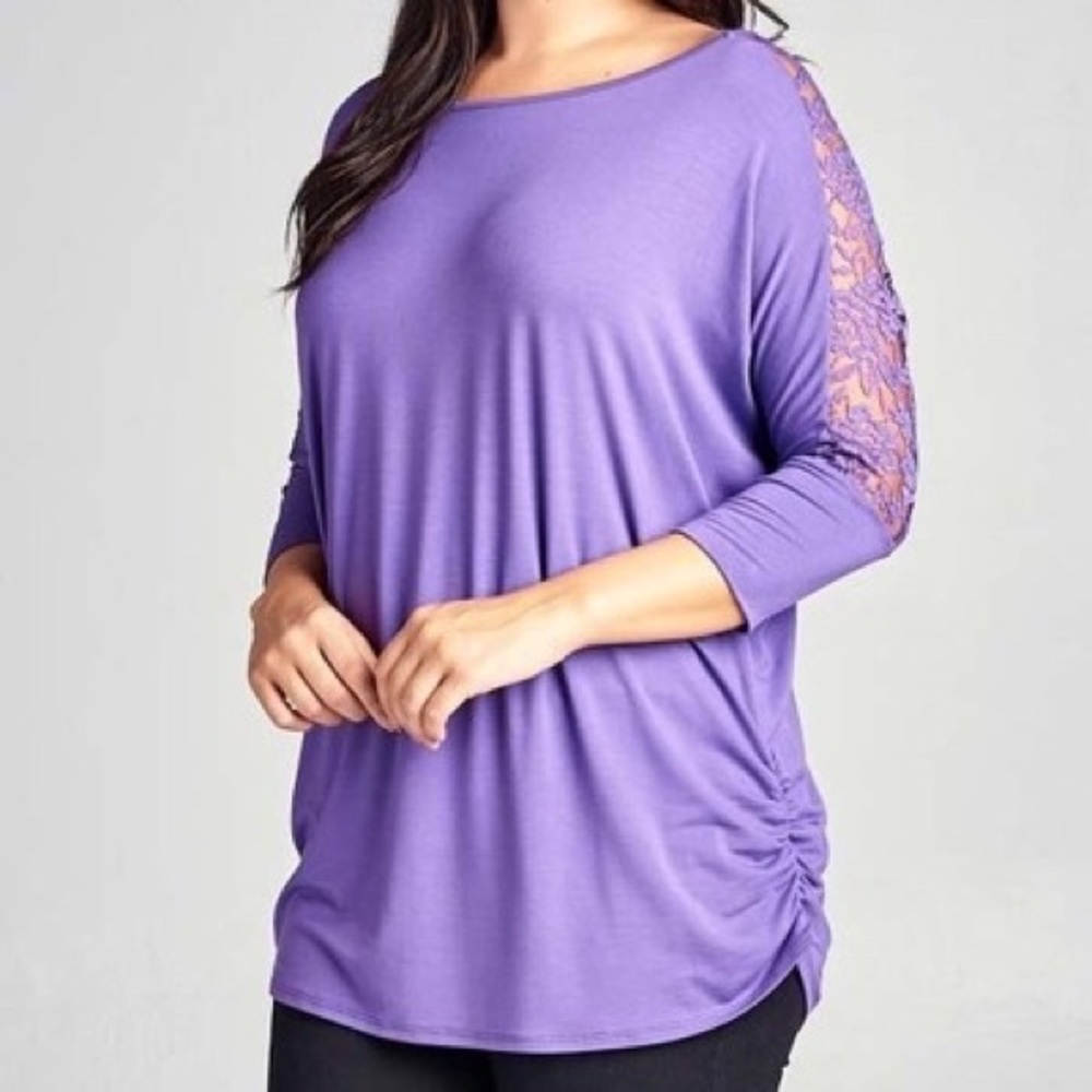 Plus Size Jersey/Spandex 3/4 Sleeve Tunic Top
